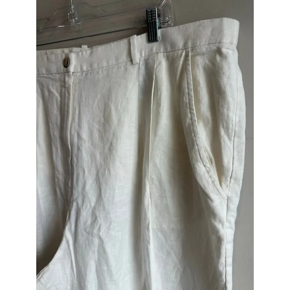 Banana Republic The Soho Wide Leg Linen Pant Cream White 20 NEW